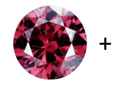 Red-pink diamond gem illustrating the colour center effect