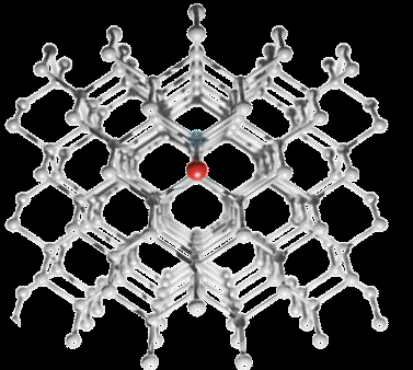 Diagram of nitrogen-vacancy creation yield in the diamond lattice