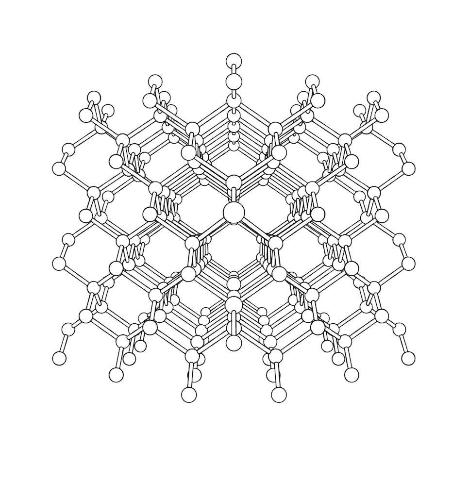 Line-art diagram of the diamond crystal lattice