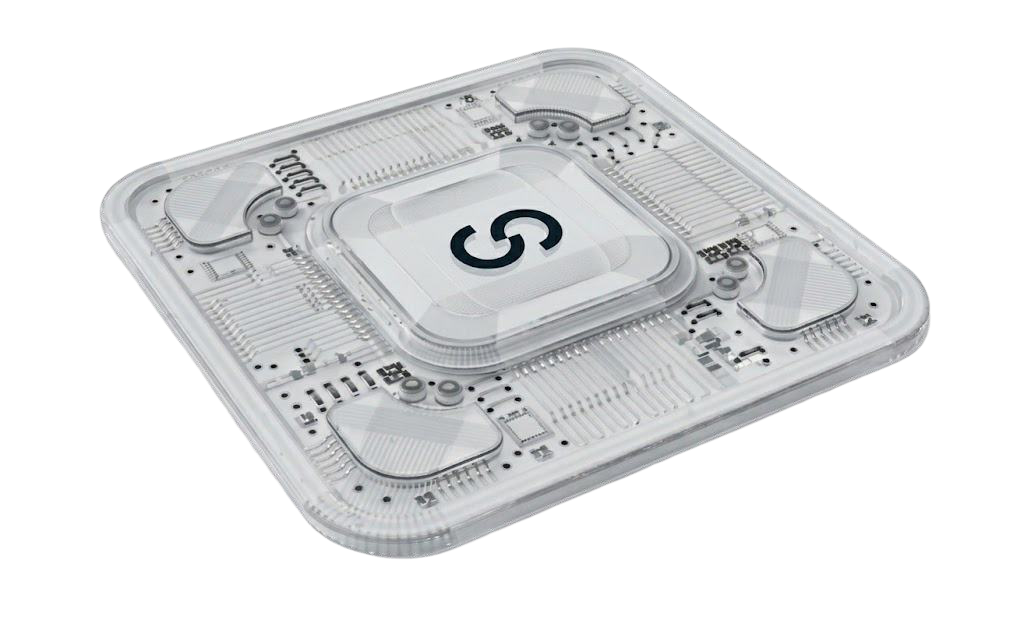Transparent embeddable quantum chip render